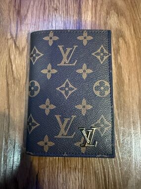 Custom Louis Vuitton Monogram Card/Passport Holder in Brown and Gold